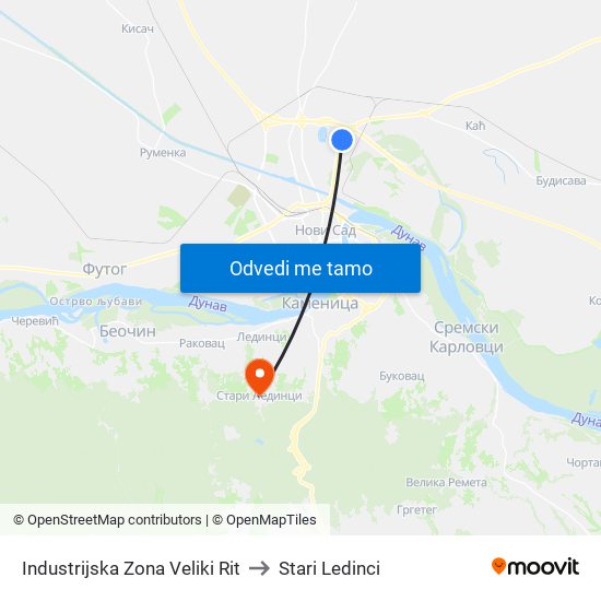 Industrijska Zona Veliki Rit to Stari Ledinci map