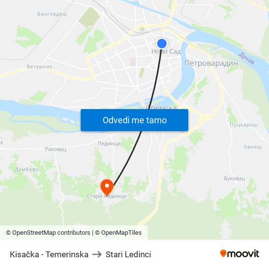 Kisačka - Temerinska to Stari Ledinci map