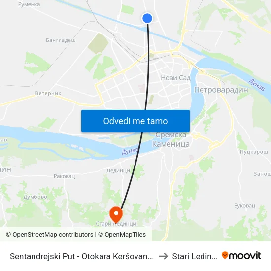 Sentandrejski Put - Otokara Keršovanija to Stari Ledinci map