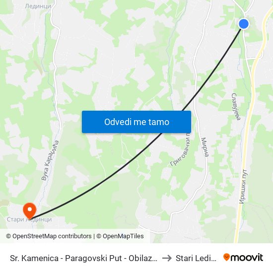 Sr. Kamenica - Paragovski Put - Obilaznica to Stari Ledinci map