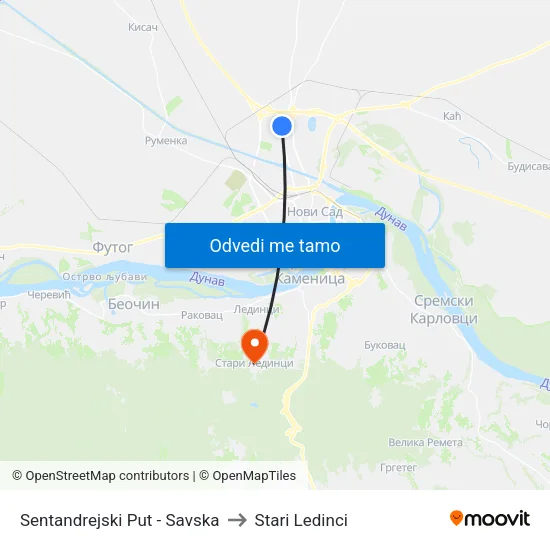 Sentandrejski Put - Savska to Stari Ledinci map