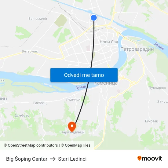 Big Šoping Centar to Stari Ledinci map