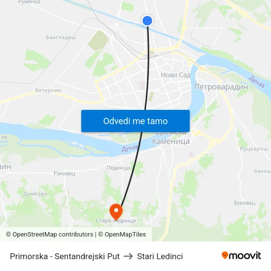 Primorska - Sentandrejski Put to Stari Ledinci map