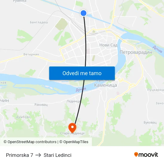 Primorska 7 to Stari Ledinci map