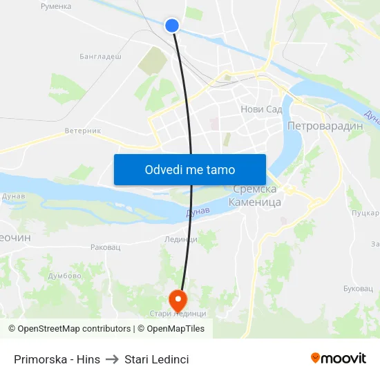 Primorska - Hins to Stari Ledinci map