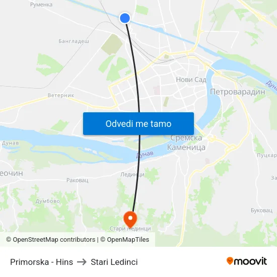 Primorska - Hins to Stari Ledinci map