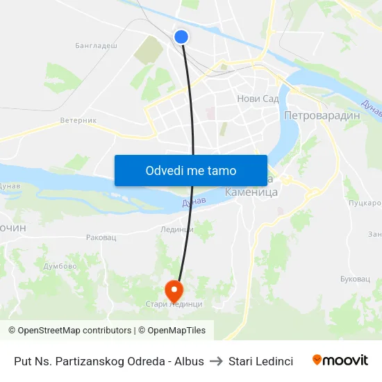 Put Ns. Partizanskog Odreda - Albus to Stari Ledinci map