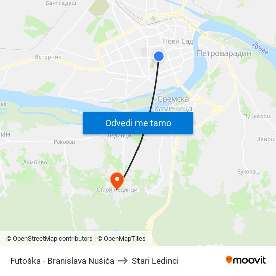 Futoška - Branislava Nušića to Stari Ledinci map