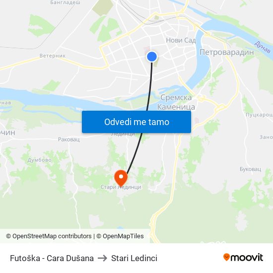 Futoška - Cara Dušana to Stari Ledinci map