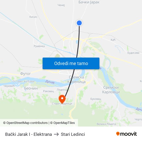 Bački Jarak I - Elektrana to Stari Ledinci map