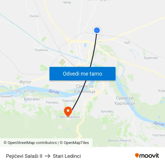 Pejićevi Salaši II to Stari Ledinci map