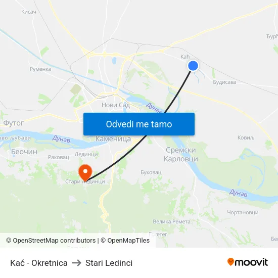 Kać - Okretnica to Stari Ledinci map