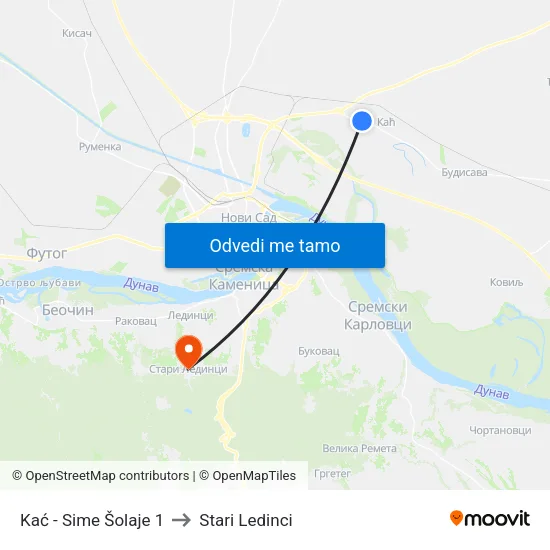 Kać - Sime Šolaje 1 to Stari Ledinci map