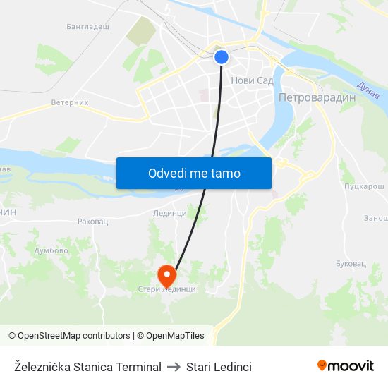 Železnička Stanica Terminal to Stari Ledinci map