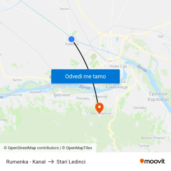 Rumenka - Kanal to Stari Ledinci map