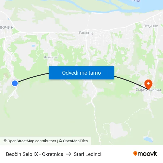 Beočin Selo IX - Okretnica to Stari Ledinci map