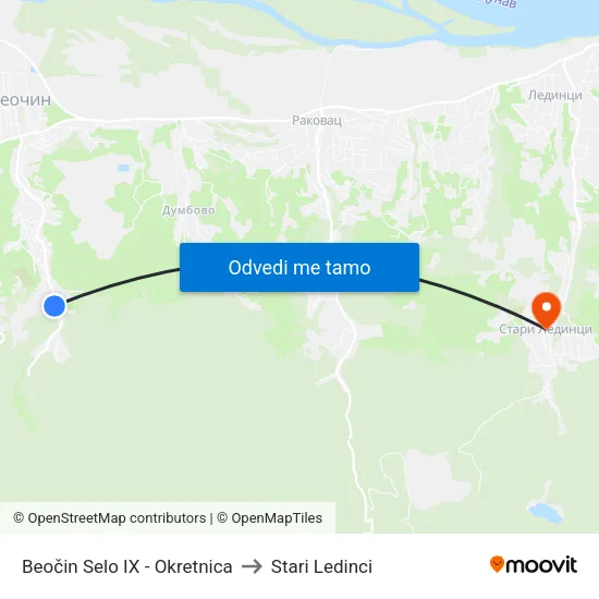 Beočin Selo IX - Okretnica to Stari Ledinci map