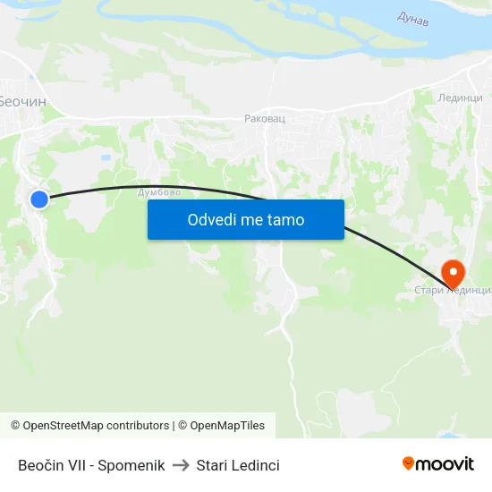 Beočin VII - Spomenik to Stari Ledinci map