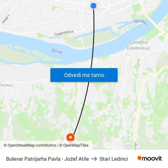 Bulevar Patrijarha Pavla - Jožef Atile to Stari Ledinci map