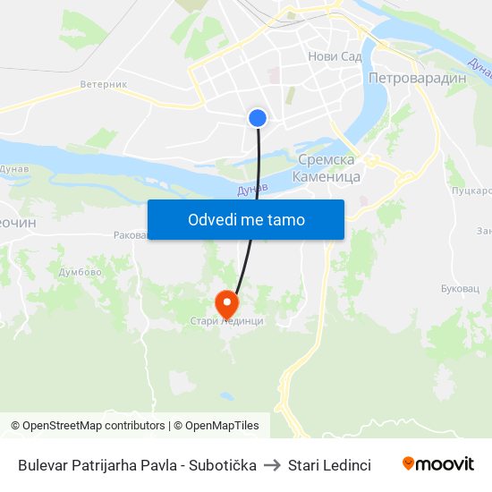 Bulevar Patrijarha Pavla - Subotička to Stari Ledinci map