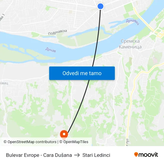 Bulevar Evrope - Cara Dušana to Stari Ledinci map