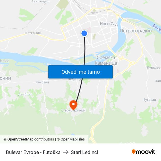 Bulevar Evrope - Futoška to Stari Ledinci map