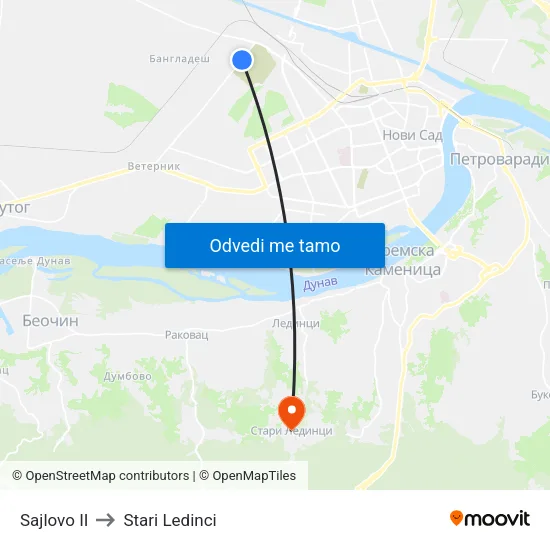 Sajlovo II to Stari Ledinci map