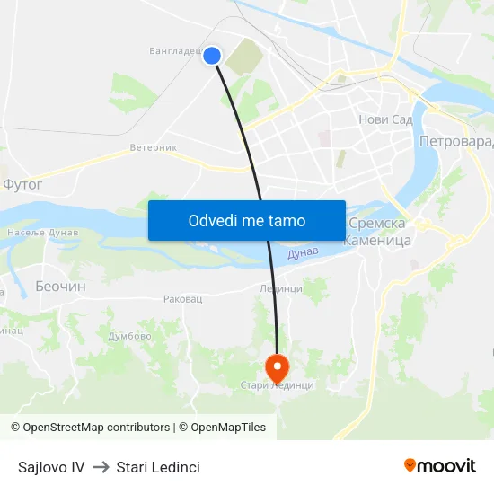 Sajlovo IV to Stari Ledinci map