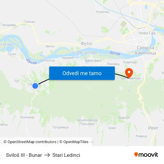 Sviloš III - Bunar to Stari Ledinci map