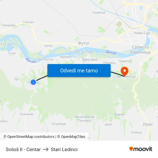 Sviloš II - Centar to Stari Ledinci map