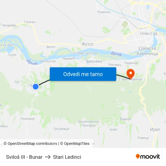 Sviloš III - Bunar to Stari Ledinci map