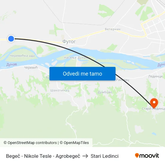 Begeč - Nikole Tesle - Agrobegeč to Stari Ledinci map
