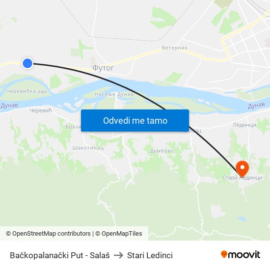 Bačkopalanački Put - Salaš to Stari Ledinci map