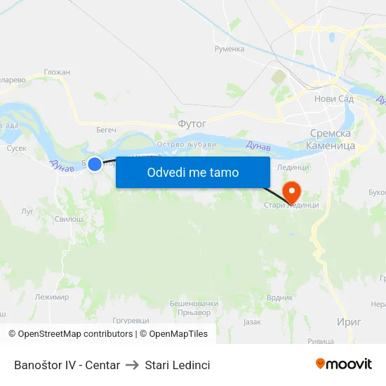 Banoštor IV - Centar to Stari Ledinci map