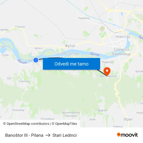 Banoštor III - Pilana to Stari Ledinci map