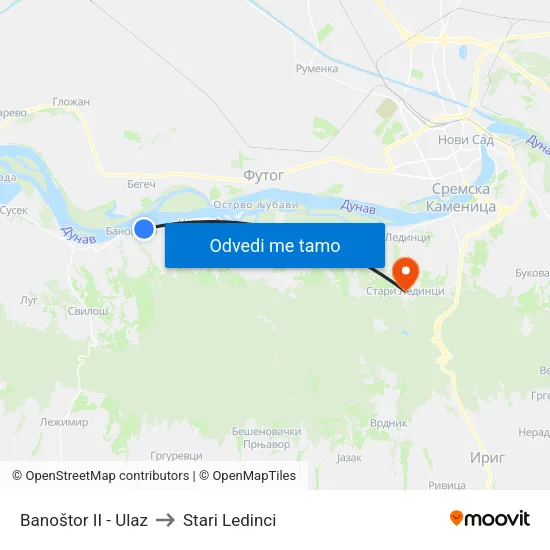 Banoštor II - Ulaz to Stari Ledinci map