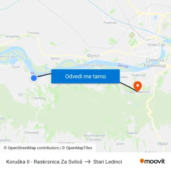 Koruška II - Raskrsnica Za Sviloš to Stari Ledinci map