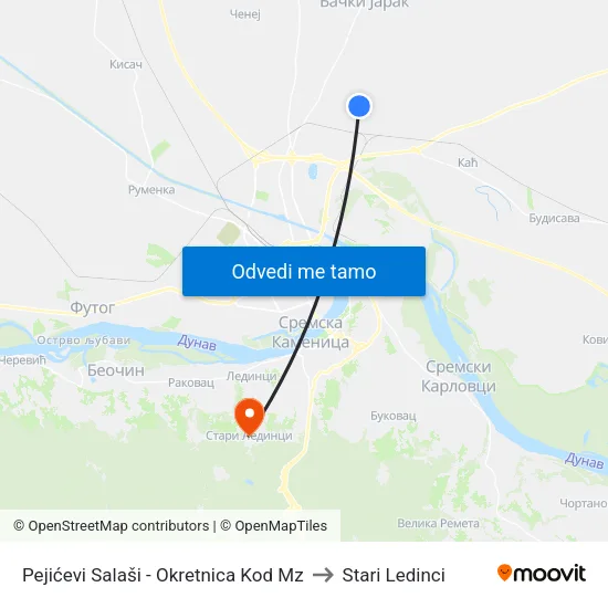 Pejićevi Salaši - Okretnica Kod Mz to Stari Ledinci map