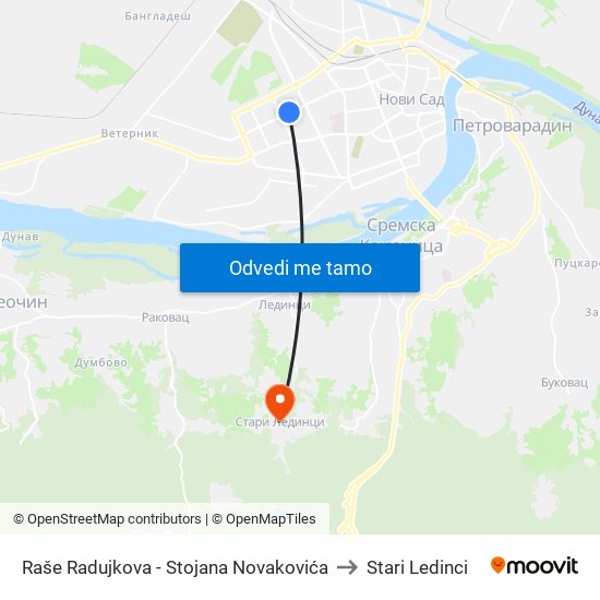 Raše Radujkova - Stojana Novakovića to Stari Ledinci map