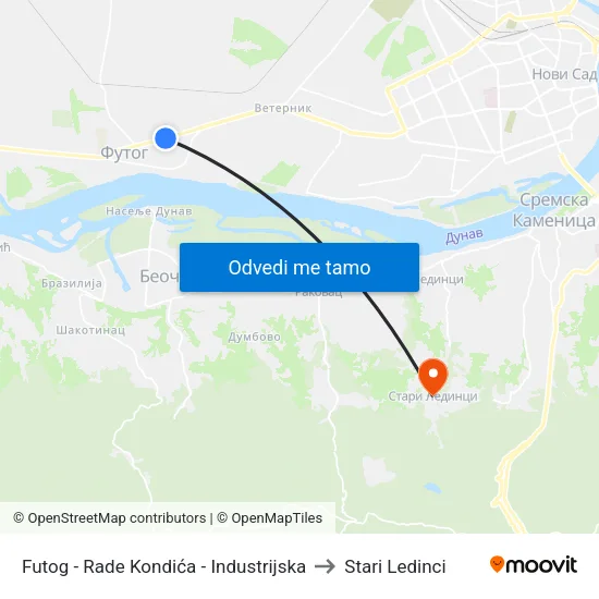 Futog - Rade Kondića - Industrijska to Stari Ledinci map