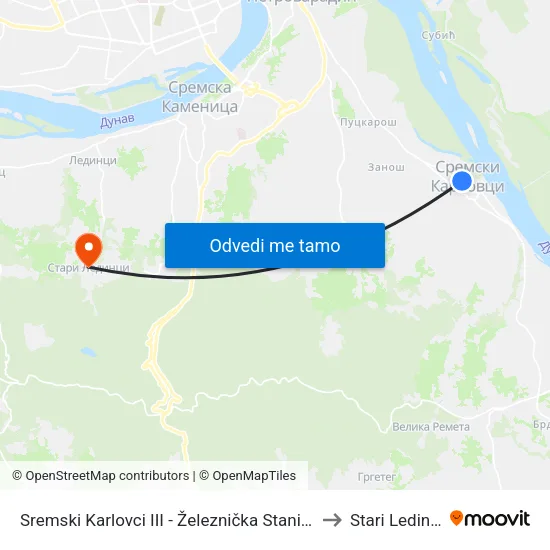 Sremski Karlovci III - Železnička Stanica to Stari Ledinci map