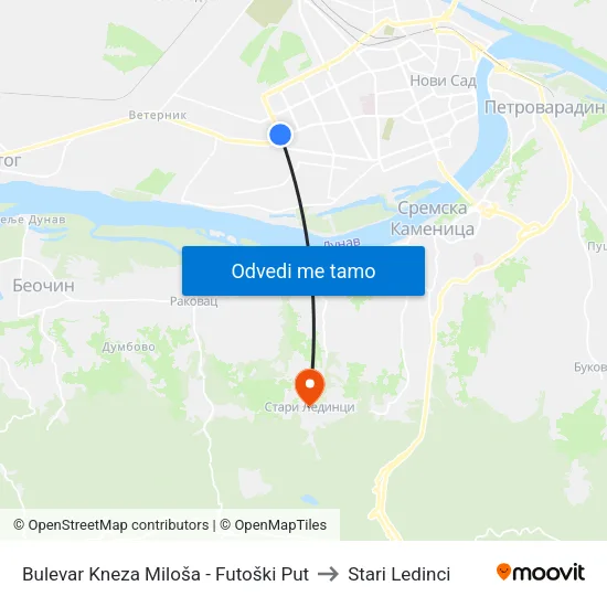 Bulevar Kneza Miloša - Futoški Put to Stari Ledinci map