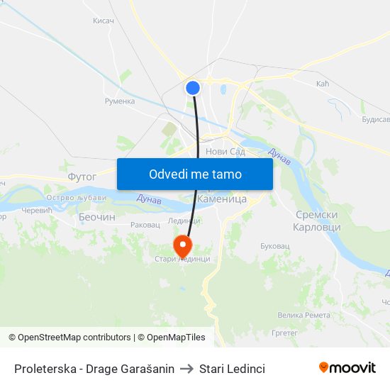 Proleterska - Drage Garašanin to Stari Ledinci map