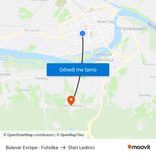 Bulevar Evrope - Futoška to Stari Ledinci map