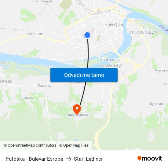 Futoška - Bulevar Evrope to Stari Ledinci map