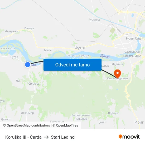 Koruška III - Čarda to Stari Ledinci map