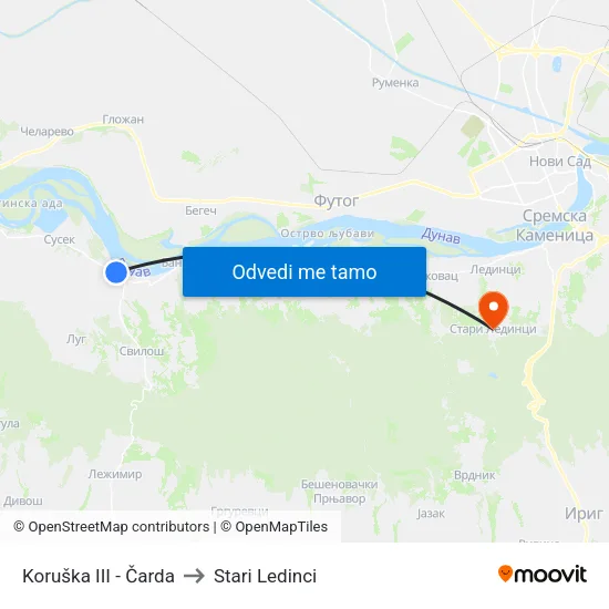 Koruška III - Čarda to Stari Ledinci map