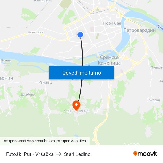 Futoški Put - Vršačka to Stari Ledinci map