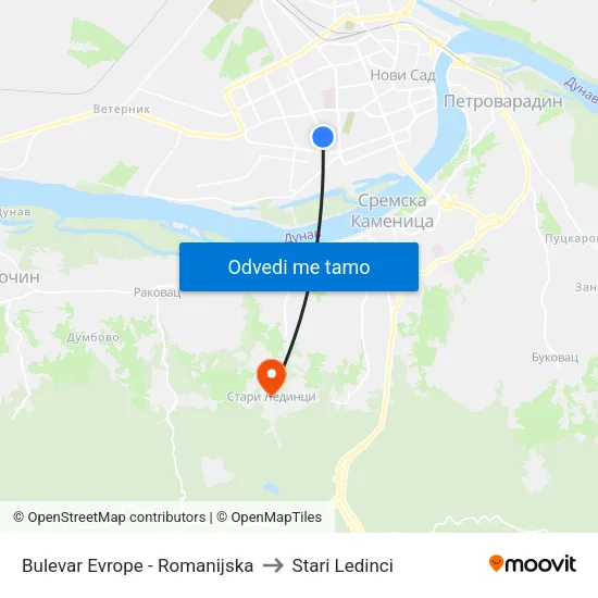 Bulevar Evrope - Romanijska to Stari Ledinci map