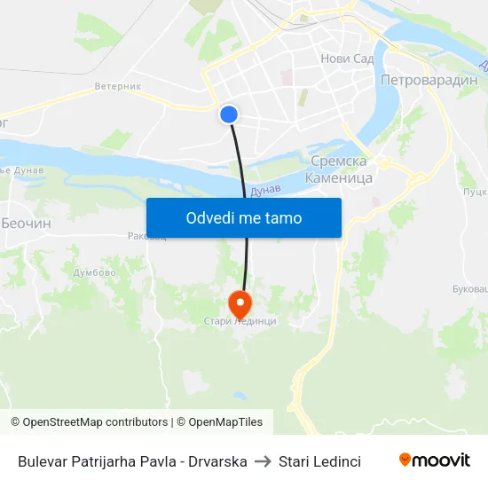 Bulevar Patrijarha Pavla - Drvarska to Stari Ledinci map